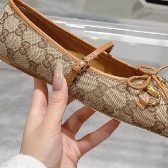 Gucci Women's Tan Monogram Mules - Picture 3 of 5